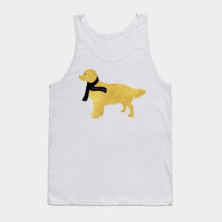 Preppy Golden Retriever - Black Winter Scarf Tank Top